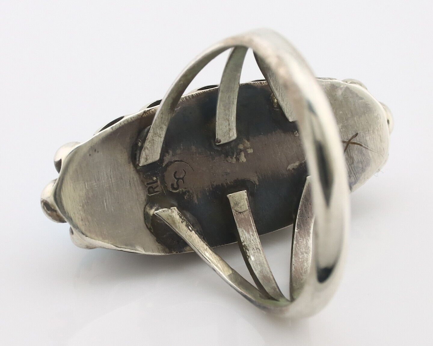 Navajo Ring .925 Silver Sleeping Beauty Turquoise Signed SkyStone Creations C80s