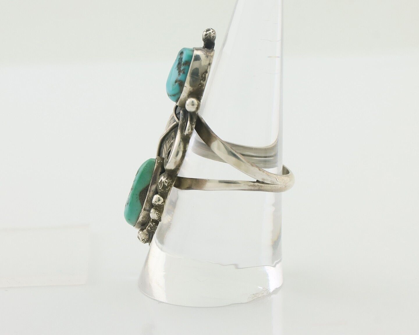 Navajo Ring 925 Silver Sleeping Beauty Turquoise Native American Artist C.80's