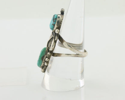 Navajo Ring 925 Silver Sleeping Beauty Turquoise Native American Artist C.80's