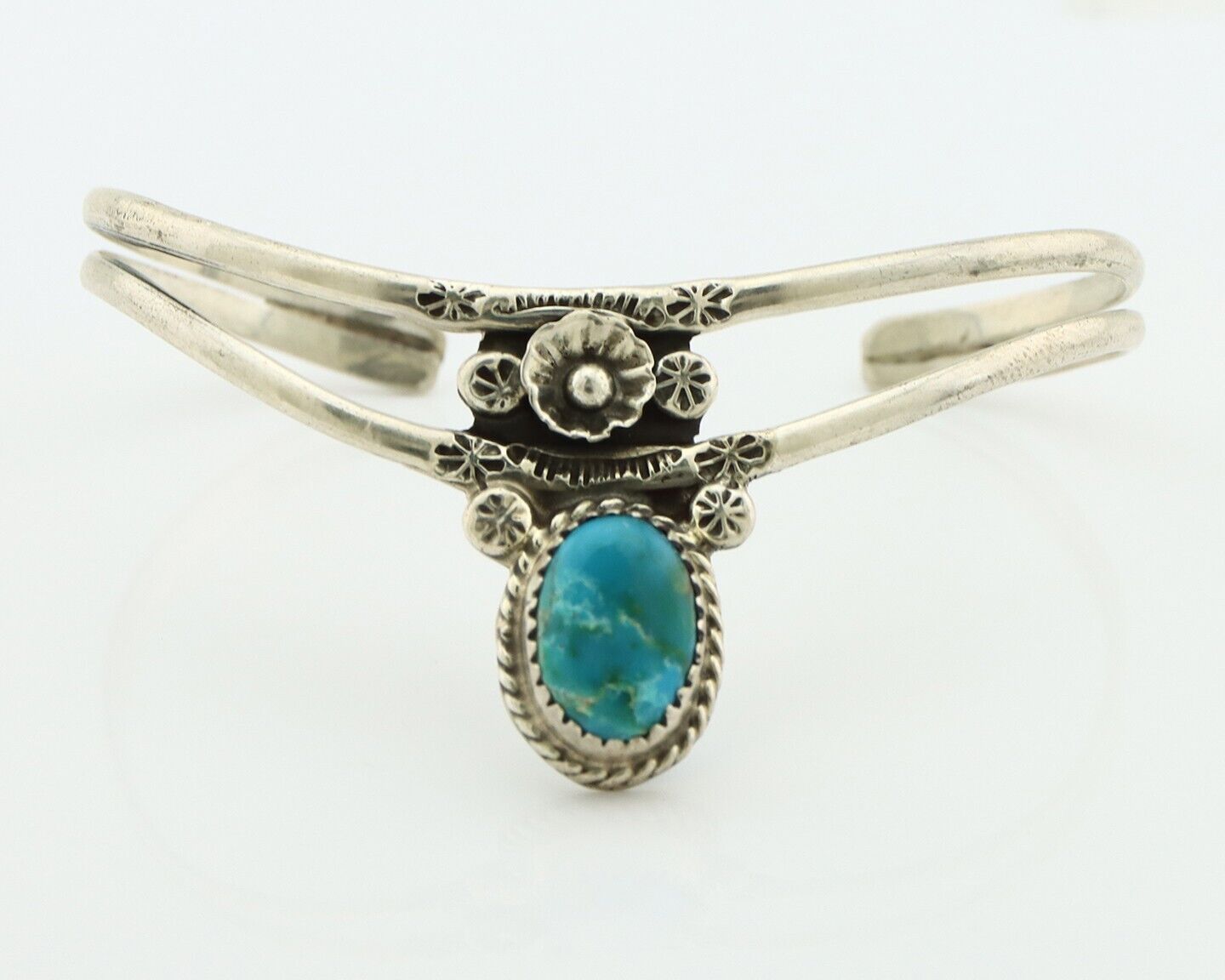 Navajo Bracelet 925 Silver Kingman Turquoise Artist Native American C.80's