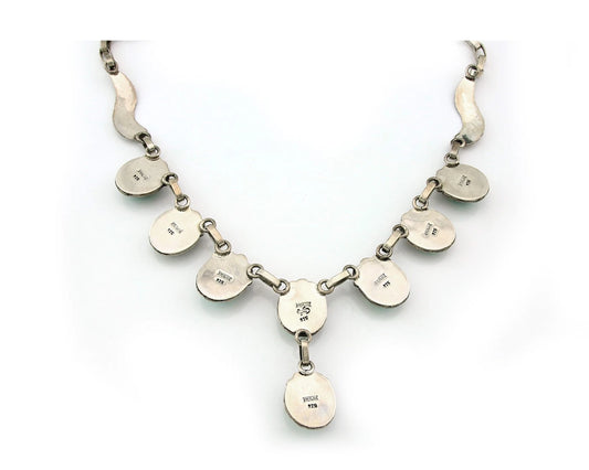 Navajo Necklace Sterling Silver Turquoise Vintage Signed Gecko