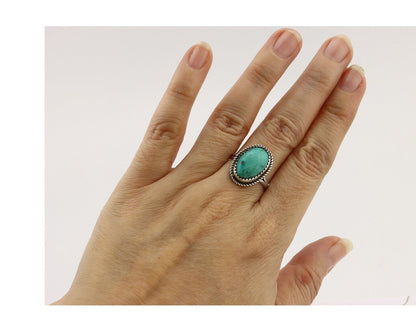Navajo Ring 925 Silver Kingman Turquoise Artist Native American Signed C.80's
