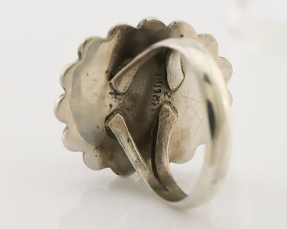 Navajo Handmade Ring 925 Silver Natural Fire Opal Native Artist Size 6.75 C.80's