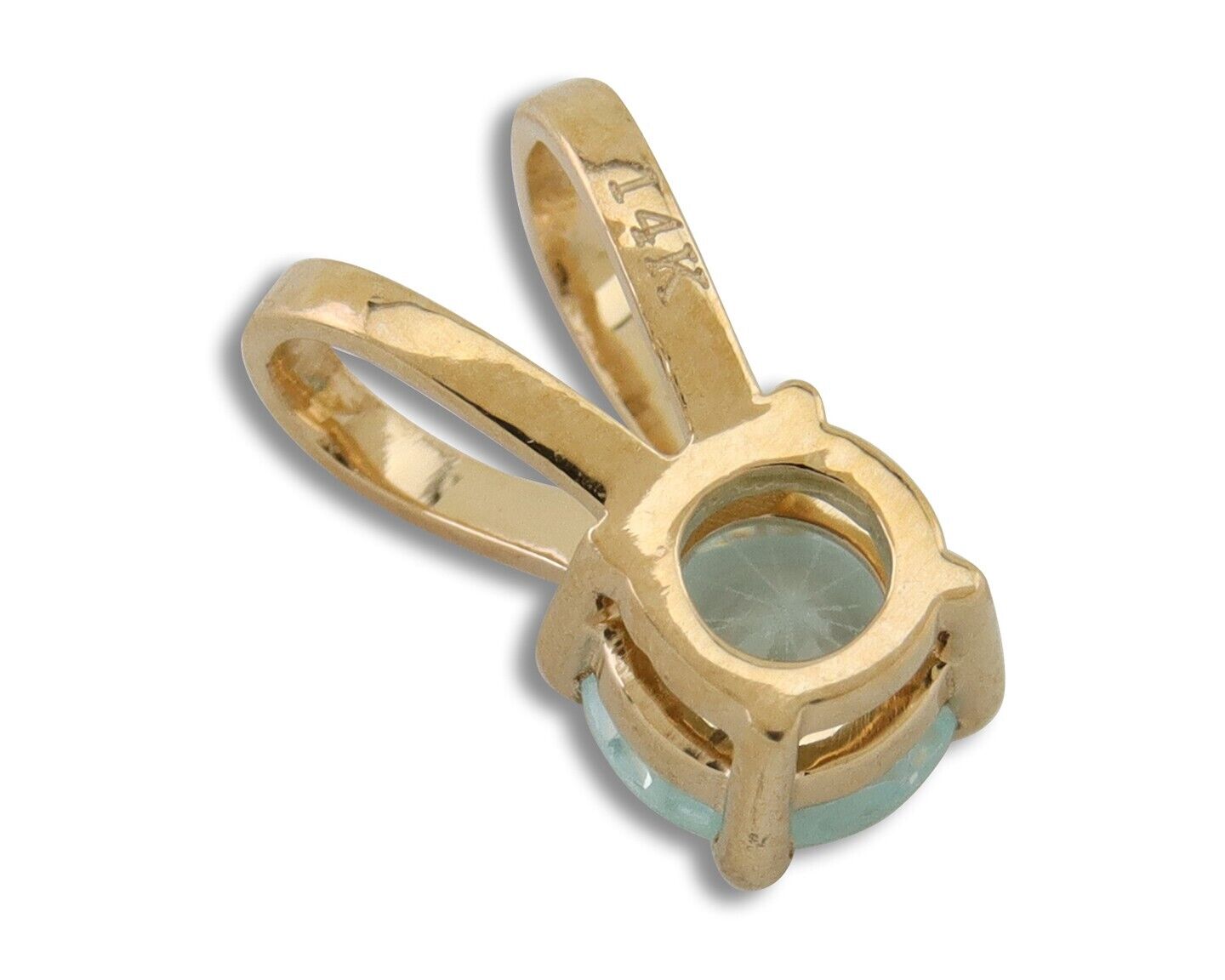 March Birthstone Pendant Set in 14k Solid Yellow Gold