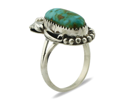 Navajo Ring .925 Silver Natural Mined Royston Turquoise Artist Signed SN C.80's