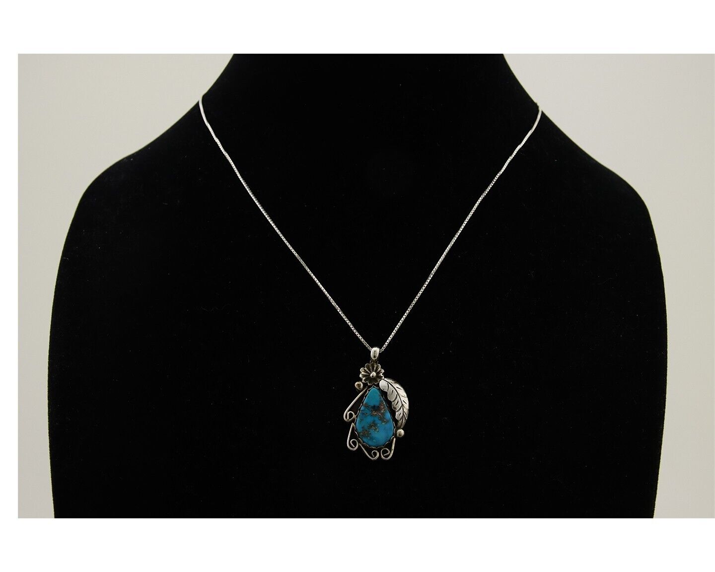 Navajo Necklace 925 Silver Natural Turquoise Native Artist C.80's