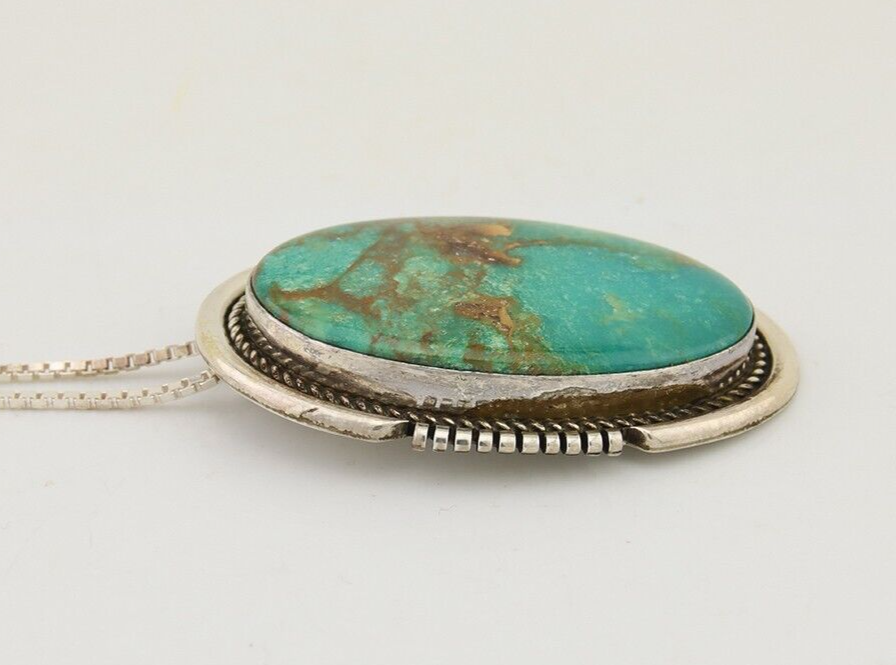 Navajo Necklace 925 Silver Blue Turquoise Artist Signed Doug Zachary C.80's