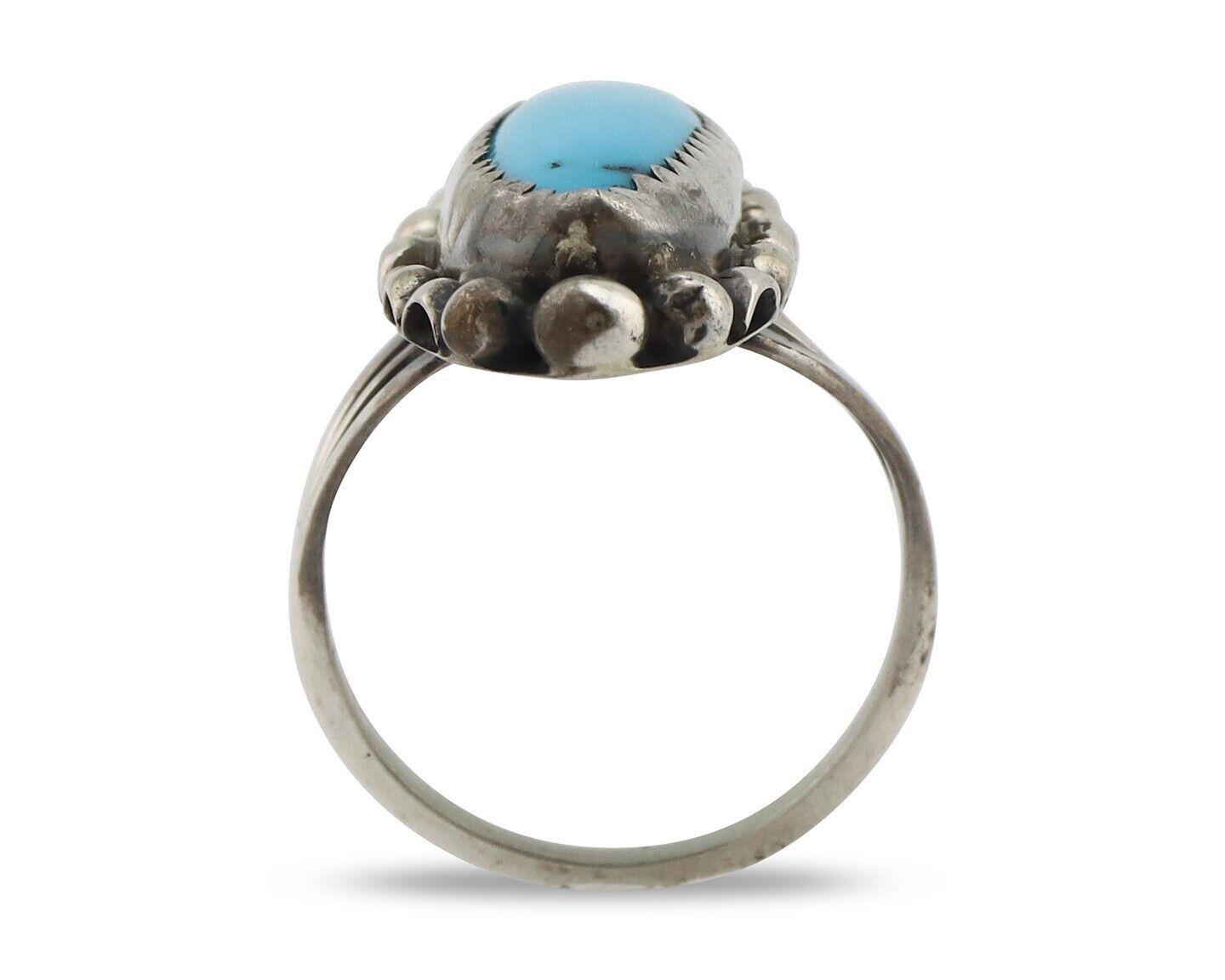 Navajo Ring .925 Silver Sleeping Beauty Turquoise Signed SkyStone Creations C80s