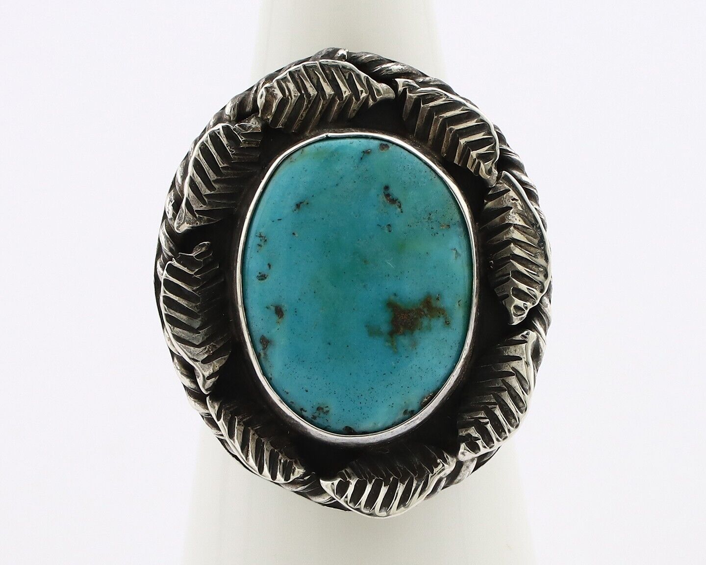 Navajo Ring 925 Silver Blue Turquoise Artist Signed DC C.80's