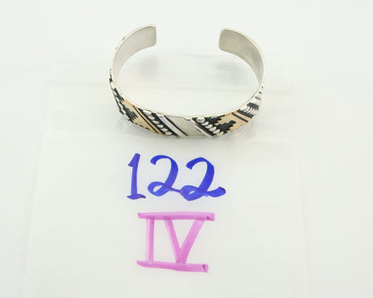 Navajo Bracelet Gold & 925 Silver Handmade 16 mm Wide Signed Thomas Singer C80s