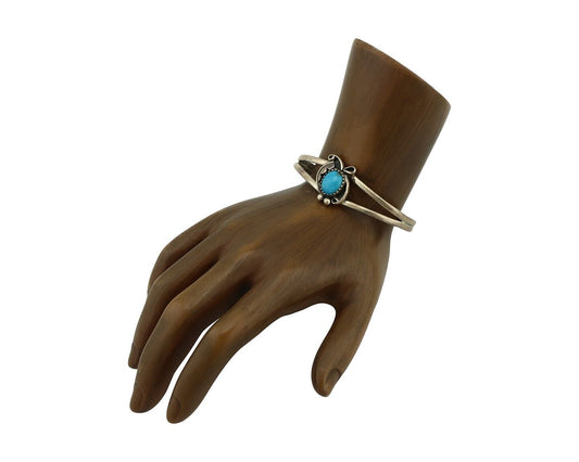 Navajo Slave Bracelet 925 Silver Arizona Turquoise Native American Artist C.80's