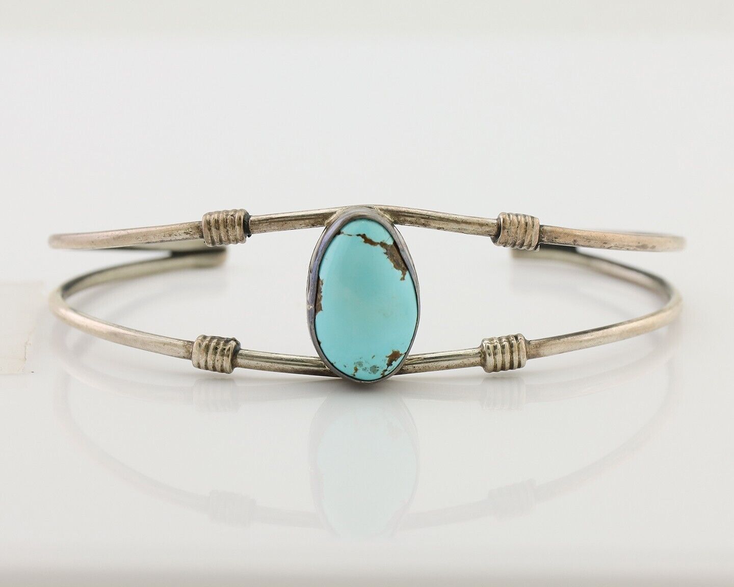 Navajo Cuff Bracelet 925 Silver Natural Blue Turquoise Native American C.80's