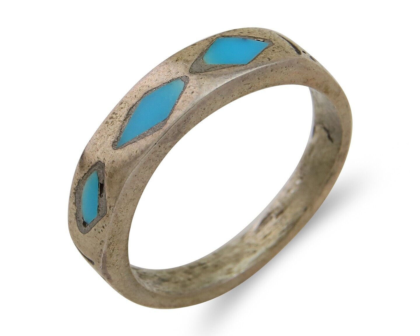 Navajo Handmade Ring 925 Silver Turquoise Native Artist C.80's
