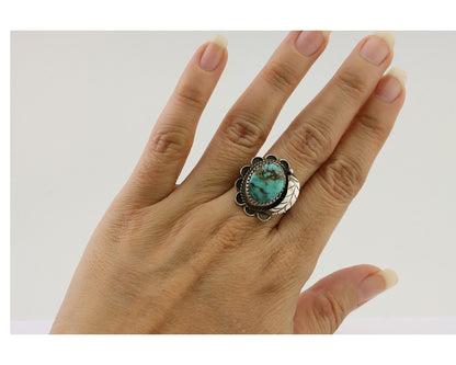 Navajo Handmade Ring 925 Silver Kingman Turquoise Native American Artist C.80's