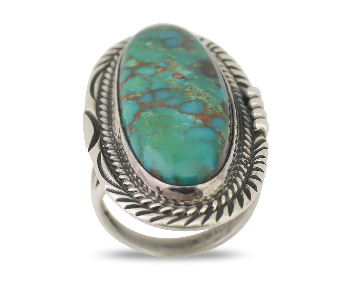 Navajo Ring 925 Silver Blue Turquoise Artist Signed William Denetdale C.80's