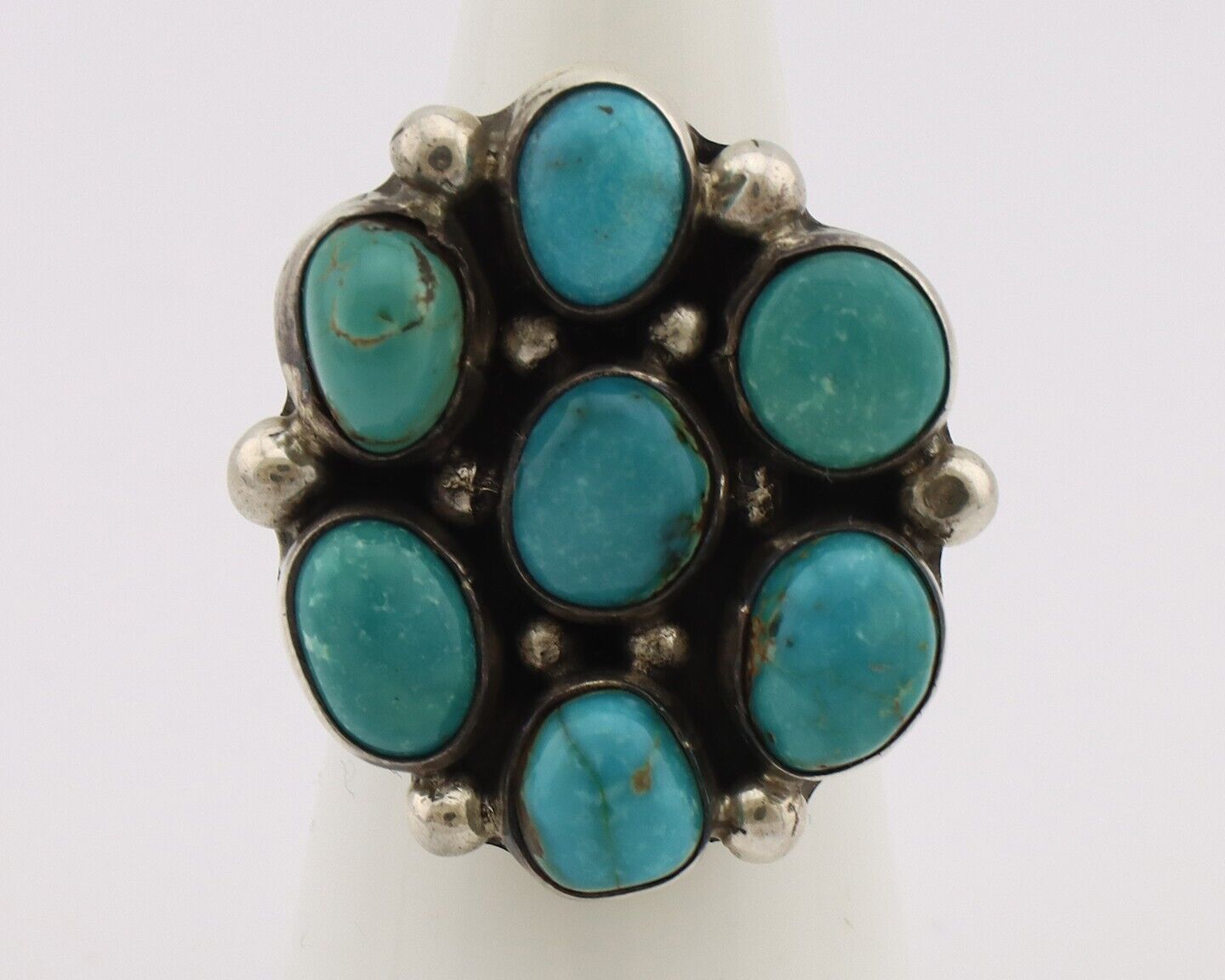 Navajo Ring .925 Silver Natural Blue Turquoise Native American Artist C.80's