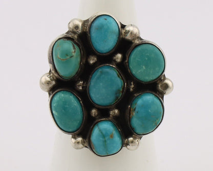 Navajo Ring .925 Silver Natural Blue Turquoise Native American Artist C.80's