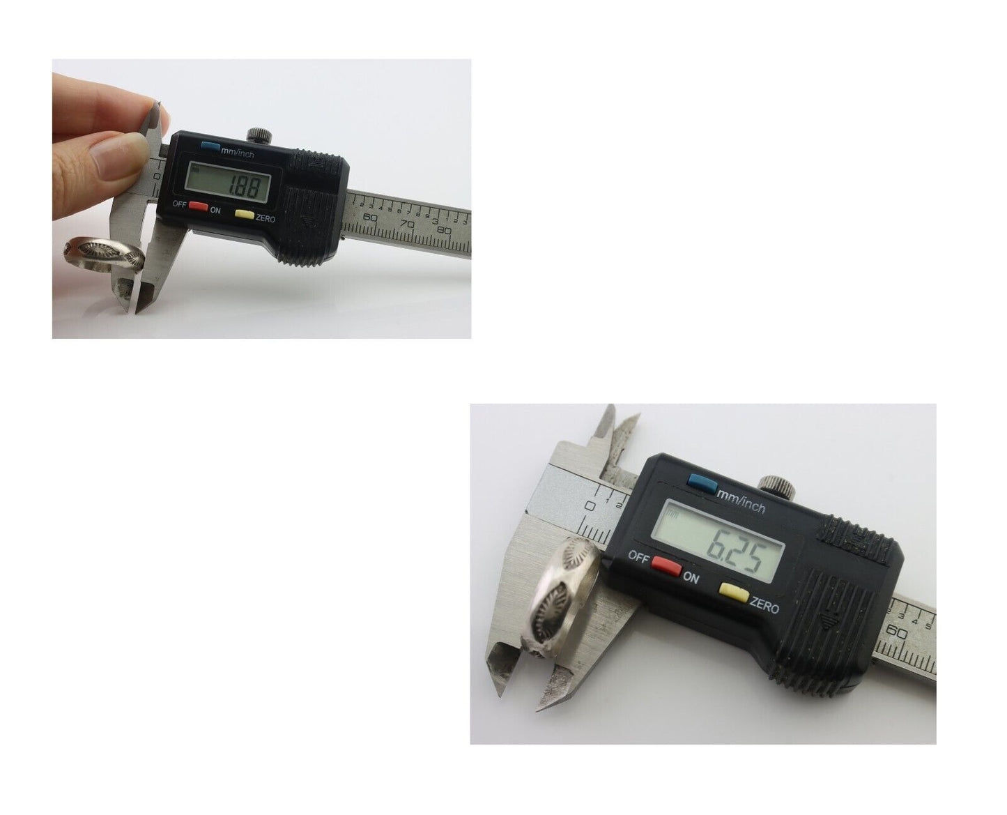 Navajo Hand Stamped Band 925 Silver 6.0 mm Signed Larry Chavez Size 7.75 C.80's