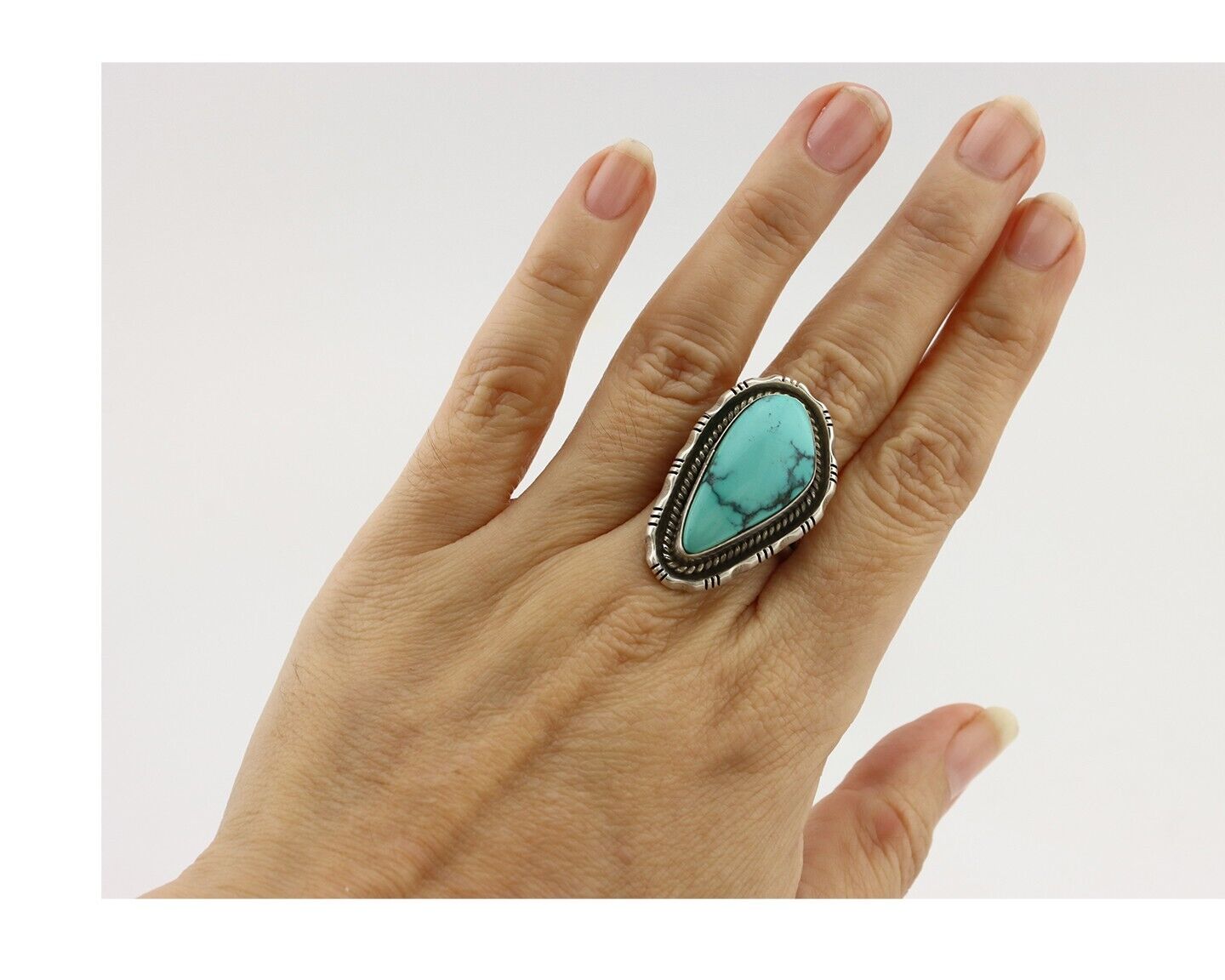 Navajo Ring 925 Silver Tobe Turpen Vault Turquoise Native Artist C.80's