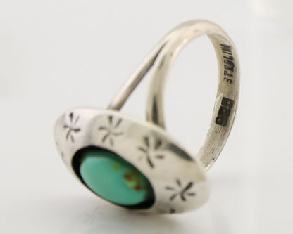 Navajo Ring 925 Silver Kingman Turquoise Native American Artist C.80's