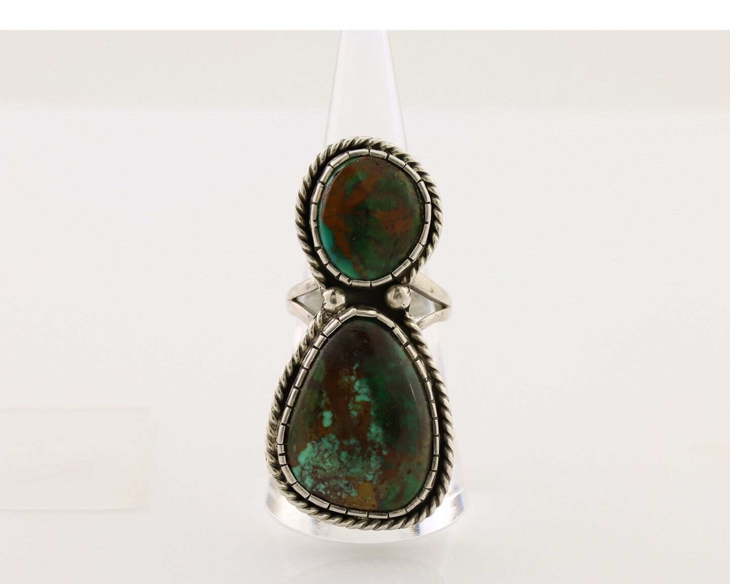 Navajo Handmade Ring 925 Silver Natural Tuquoise Artist Signed B Yazzie C.80's