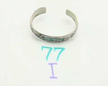 Navajo Bracelet 925 Silver Inlaid Turquoise Coral Artist Signed Stanley Bain C80