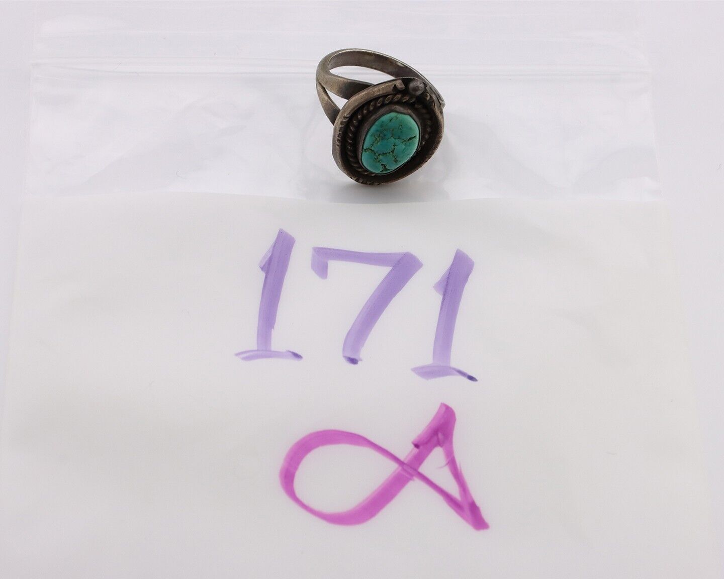 Navajo Ring 925 Silver Blue Turquoise Native American Artist C.80's