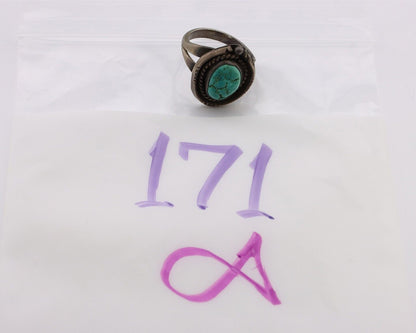 Navajo Ring 925 Silver Blue Turquoise Native American Artist C.80's