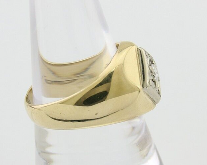 Men Natural Mined Diamond Solitaire Ring 14k Solid Yellow Gold