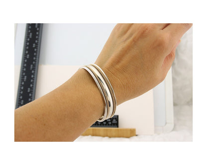 Navajo Bracelet 925 Silver & 12k Yellow Gold Filled Signed TAHE C.80's