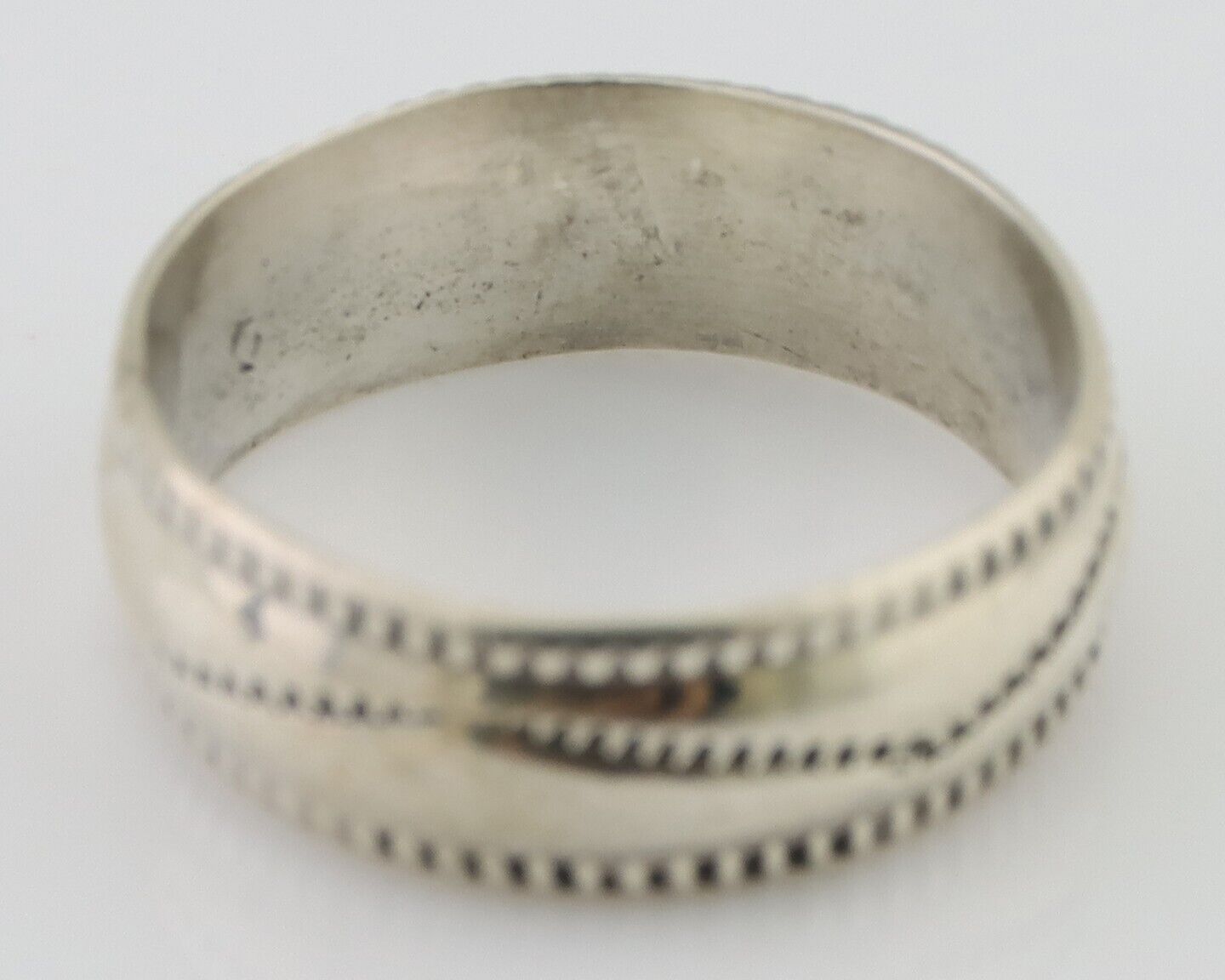 Navajo Hand Stamped Band 925 Silver 6.0 mm Native Artist Size 5.0 C.80's