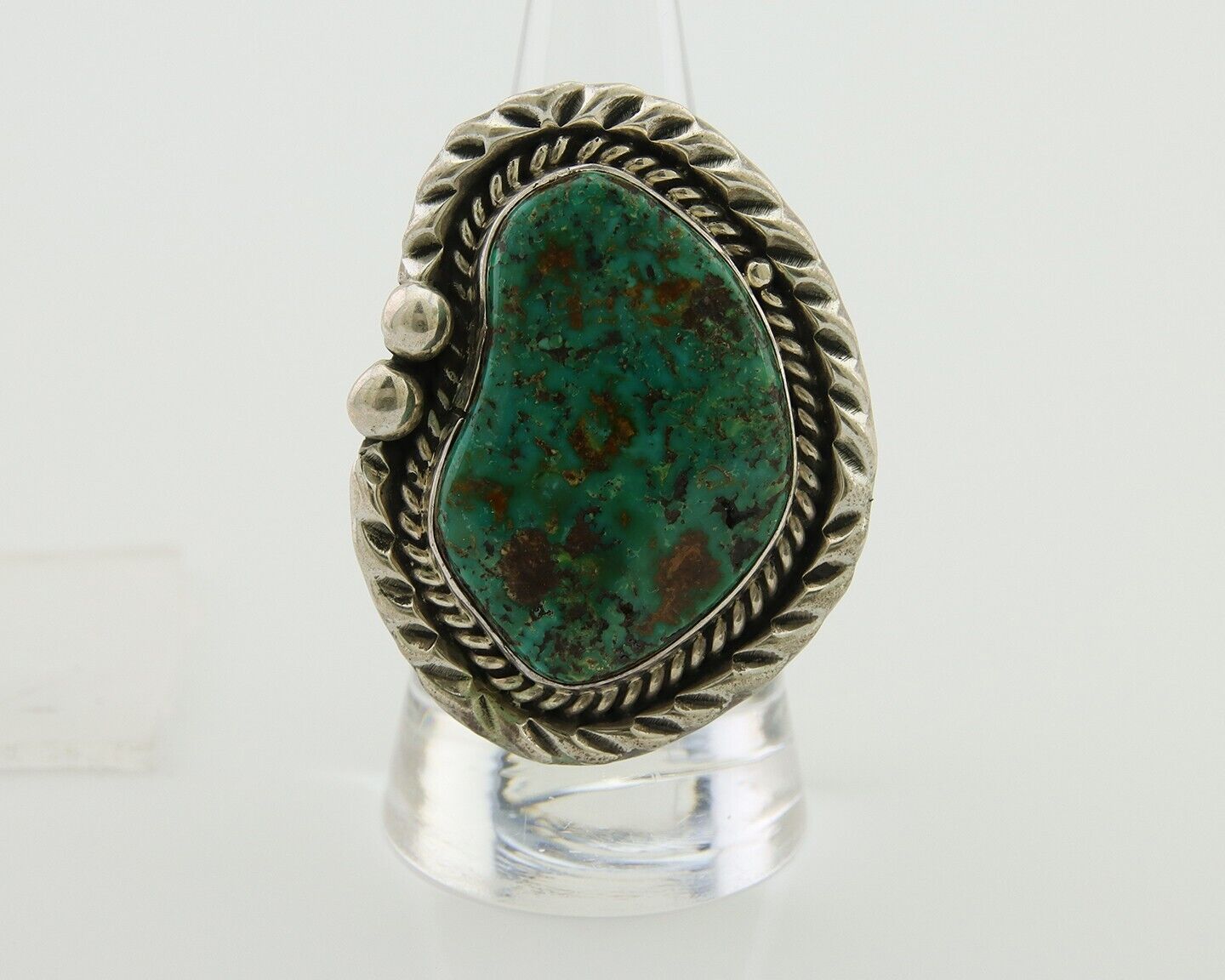 Navajo Ring .925 Silver Natural Turquoise Artist Signed Zachary C.80's