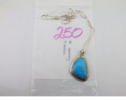 Navajo Necklace 925 Silver Natural Blue Turquoise Native American Artist C.80's