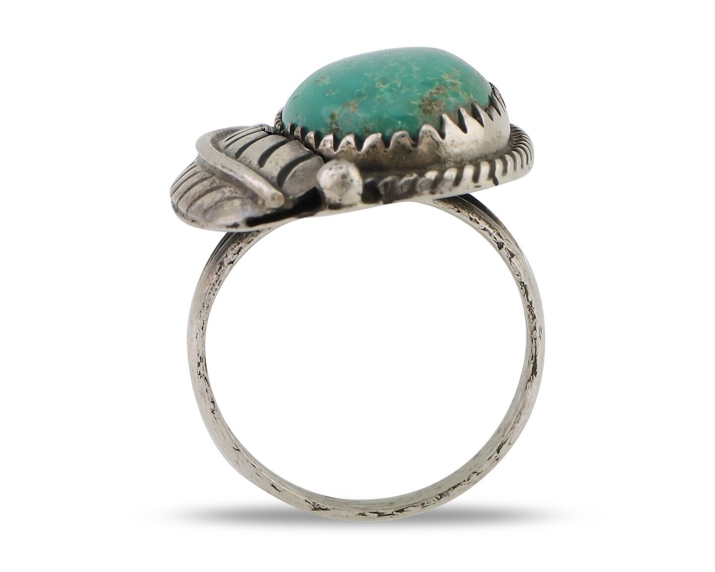 Navajo Ring 925 Silver Green Kingman Turquoise Native American Artist C.80's