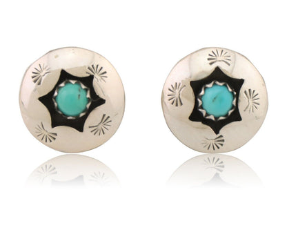 Navajo Handmade Earrings 925 Silver Natural Turquoise Native Artist C.80's