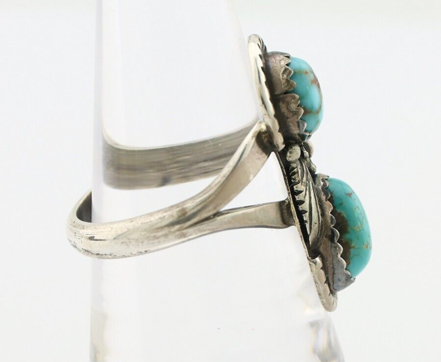 Navajo Ring 925 Silver Natural AAA Blue Spiderweb Turquoise Tom Willeto C.80's