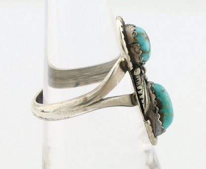 Navajo Ring 925 Silver Natural AAA Blue Spiderweb Turquoise Tom Willeto C.80's