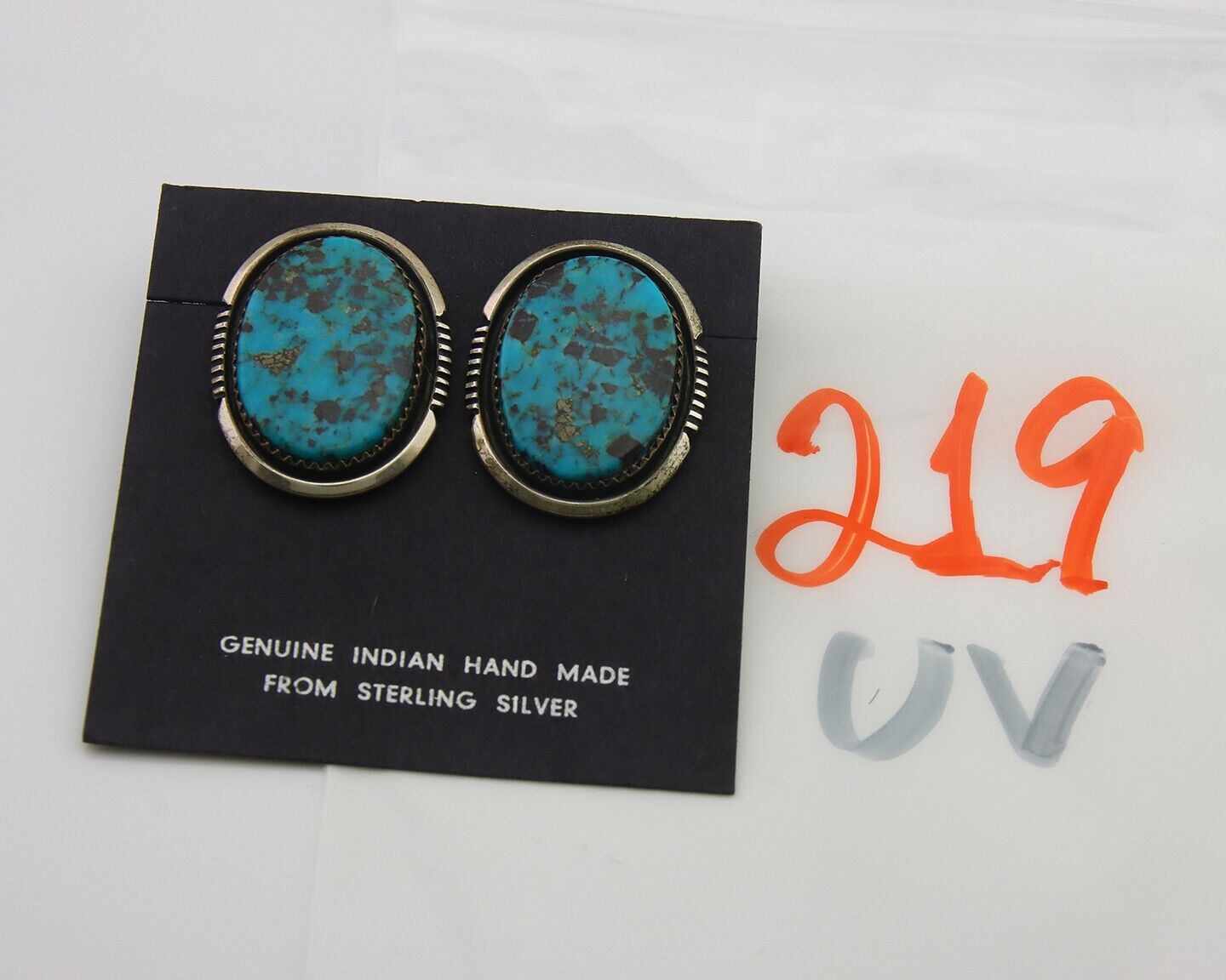 Navajo Earrings 925 Silver Turquoise Artist Signed William Denetdale C.80's