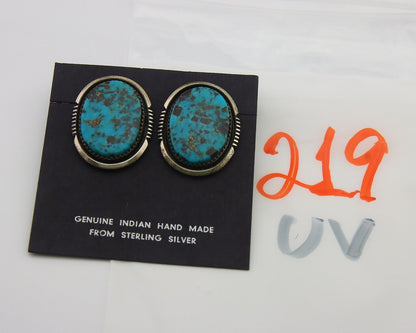 Navajo Earrings 925 Silver Turquoise Artist Signed William Denetdale C.80's