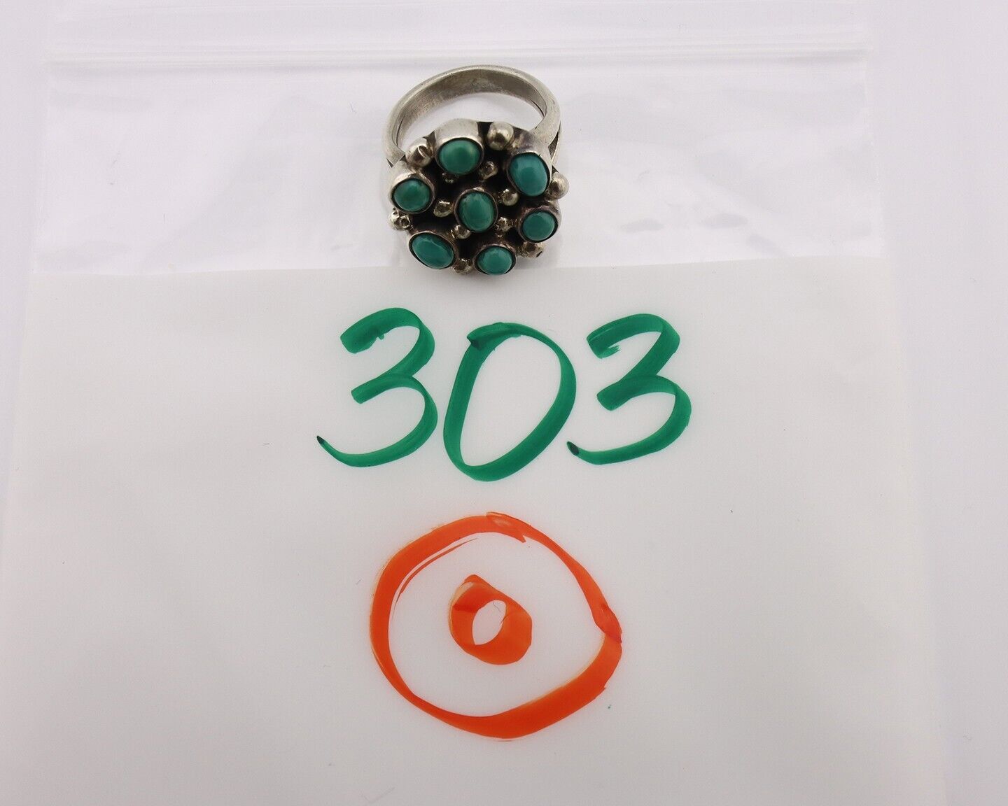Navajo Ring .925 Silver Natural Blue Turquoise Native American Artist C.80's