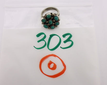 Navajo Ring .925 Silver Natural Blue Turquoise Native American Artist C.80's