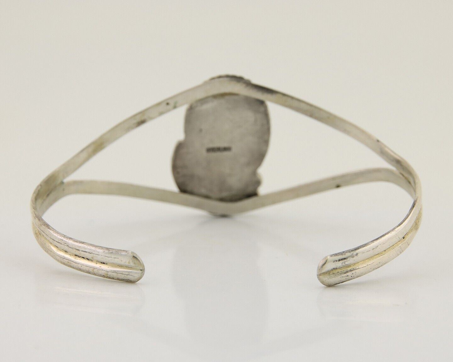 Navajo Hand Stamped Cuff Bracelet Turquoise 925 Silver Native American Artist