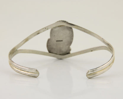 Navajo Hand Stamped Cuff Bracelet Turquoise 925 Silver Native American Artist