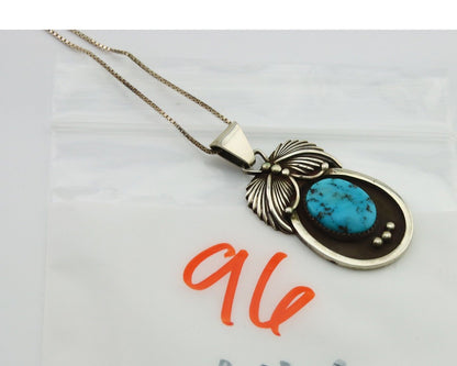 Navajo Necklace 925 Silver Natural Blue Turquoise Native American Artist C.80's