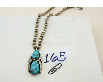Navajo Necklace Sterling Silver Turquoise Vintage Signed Tom Willeto