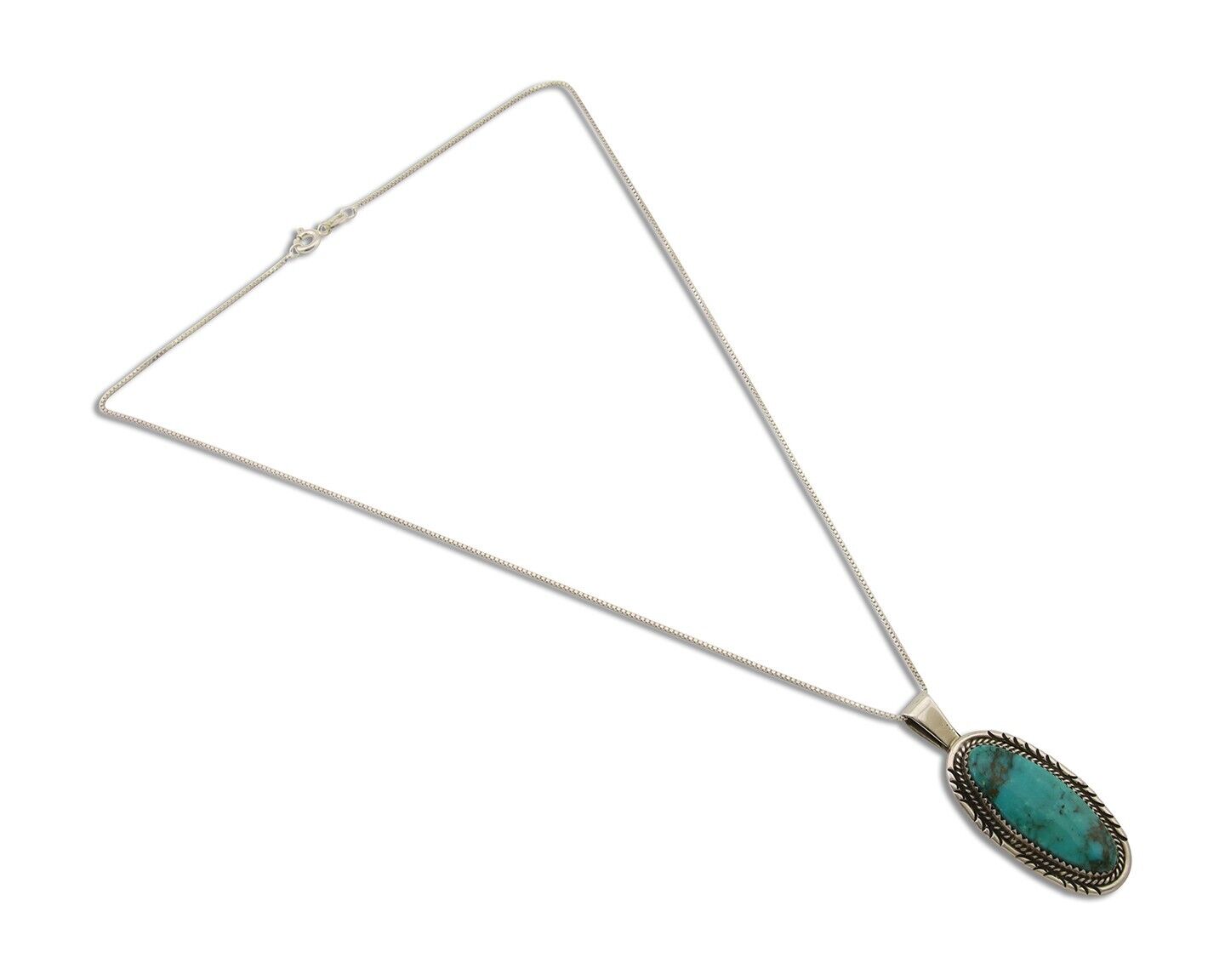 Navajo Necklace 925 Silver Natural Turquoise Artist Signed Mike Begay C.80's