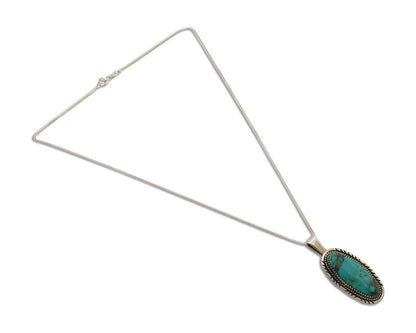 Navajo Necklace 925 Silver Natural Turquoise Artist Signed Mike Begay C.80's