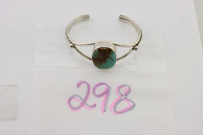 Navajo Cuff Bracelet 925 Silver Natural Blue Turquoise Artist Signed Gecko C.80s