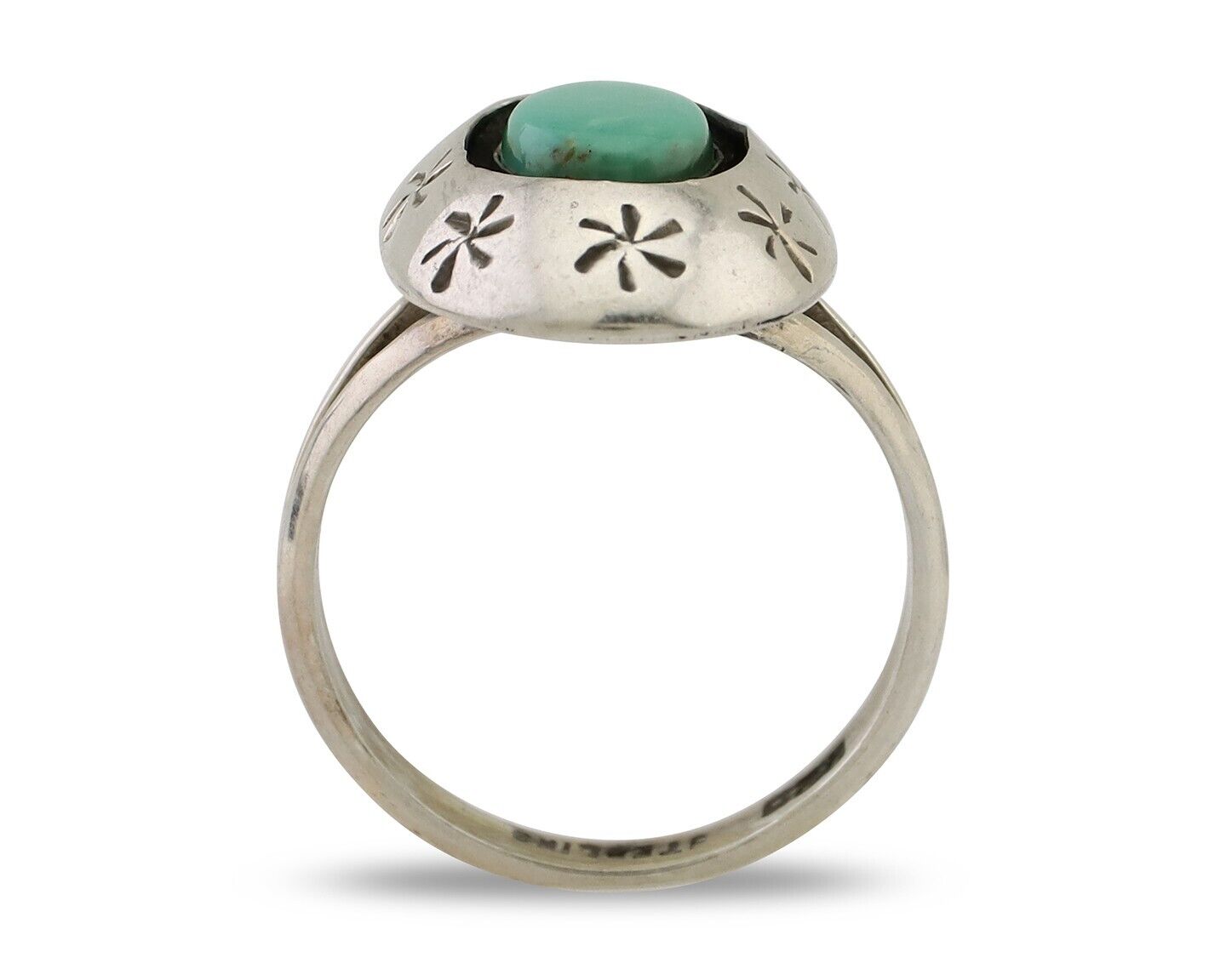 Navajo Ring 925 Silver Kingman Turquoise Native American Artist C.80's