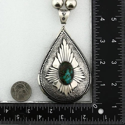 Navajo Necklace Blue Turquoise Vintage Handmade Signed EDDY CHACO C.80's